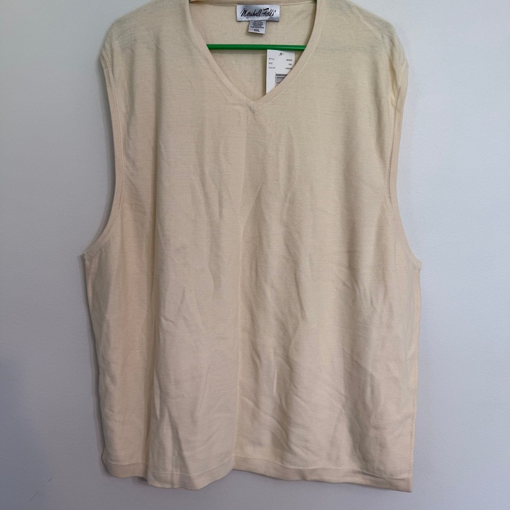 Vintage Marshall Fields Men's XXL Pima Gray Beige Sweater Vest NWT‎